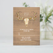 Deer Antler Rustic Wood Southwestern Wedding RSVP (Staand voorkant)