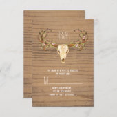 Deer Antler Rustic Wood Southwestern Wedding RSVP (Voorkant / Achterkant)