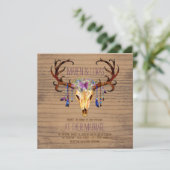 Deer Antler Rustieke Country Waterverf bruiloft Kaart (Staand voorkant)