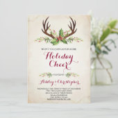 Deer Antler Shower Invite - Kerstmis Kaart (Staand voorkant)