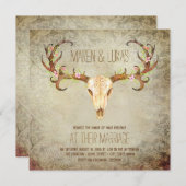 Deer Antler Skull Southwestern bruiloft Kaart (Voorkant / Achterkant)