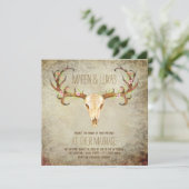 Deer Antler Skull Southwestern bruiloft Kaart (Staand voorkant)