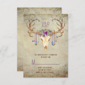 Deer Antler Skull Southwestern Wedding RSVP (Voorkant / Achterkant)