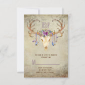Deer Antler Skull Southwestern Wedding RSVP Kaartje (Voorkant)