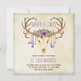 Deer Antler Southwestern Wedding Kaart