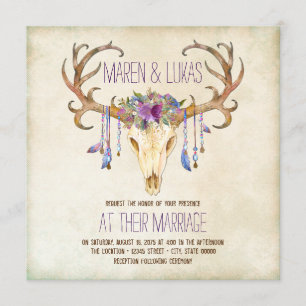 Deer Antler Southwestern Wedding Kaart