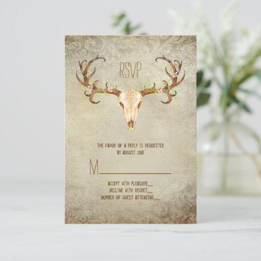 Deer Antler Southwestern Wedding RSVP (Staand voorkant)