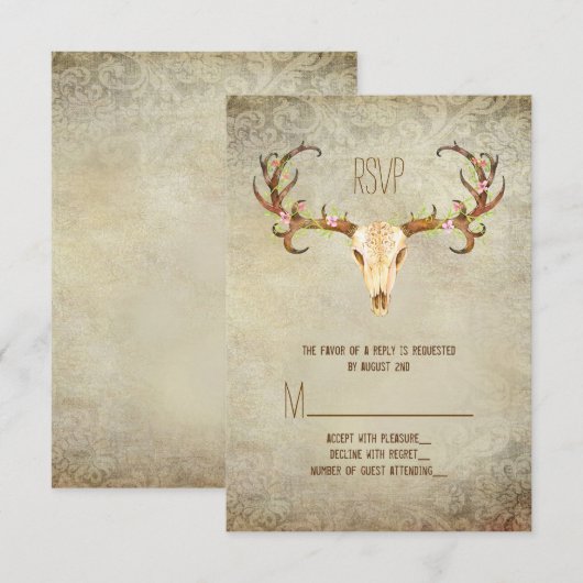 Deer Antler Southwestern Wedding RSVP (Voorkant / Achterkant)
