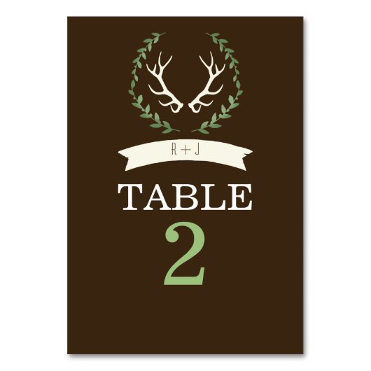 Deer Antler Wedding Table Kaart (Voorkant)