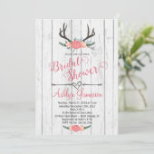 Deer Antler White wood Bridal Shower Kaart (Staand voorkant)