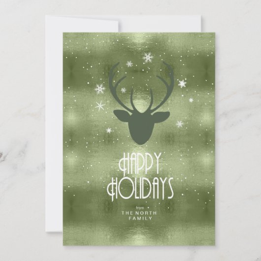 Deer Antlers Arrows kerstfoto Green ID861 Aankondiging (Voorkant)