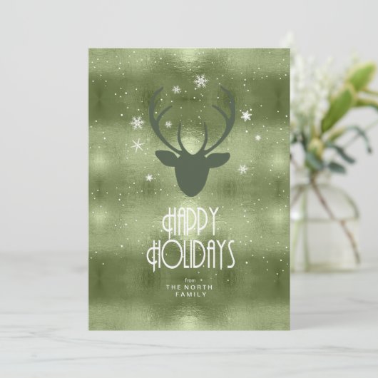 Deer Antlers Arrows kerstfoto Green ID861 Aankondiging (Staand voorkant)
