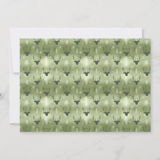 Deer Antlers Arrows Kerstfoto V2 Green ID861 Kaart (Achterkant)
