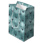 Deer Antlers Arrows kerstpatroon Blauwgroen ID861 Medium Cadeauzakje (Achterkant Gekanteld)