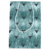 Deer Antlers Arrows kerstpatroon Blauwgroen ID861 Medium Cadeauzakje (Achterkant)