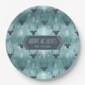 Deer Antlers Arrows kerstpatroon Blauwgroen ID861 Papieren Bordje (Voorkant)