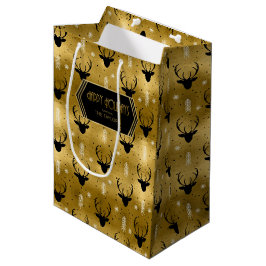 Deer Antlers Arrows kerstpatroon Gold ID861 Medium Cadeauzakje