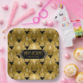 Deer Antlers Arrows kerstpatroon Gold ID861 Papieren Bordje (Feest)