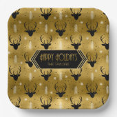 Deer Antlers Arrows kerstpatroon Gold ID861 Papieren Bordje (Voorkant)