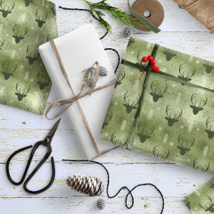Deer Antlers Arrows Kerstpatroon Green ID861 Cadeaupapier