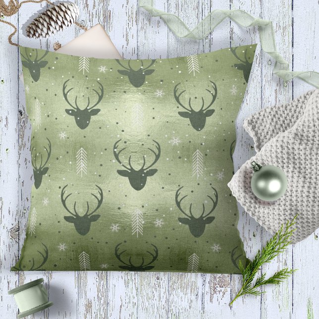 Deer Antlers Arrows Kerstpatroon Green ID861 Kussen (Creator heeft geüpload)