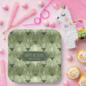 Deer Antlers Arrows Kerstpatroon Green ID861 Papieren Bordje (Feest)