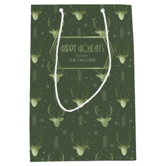 Deer Antlers Arrows kerstpatroon V2 Gr ID861 Medium Cadeauzakje (Voorkant)
