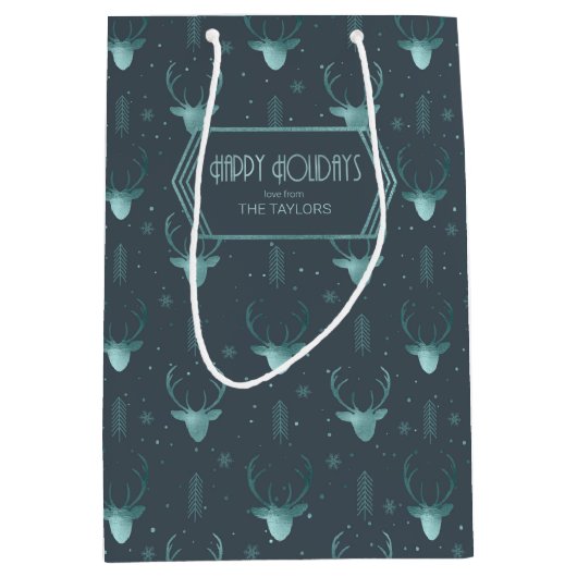 Deer Antlers Arrows kerstpatroon V2 Tl ID861 Medium Cadeauzakje (Voorkant)