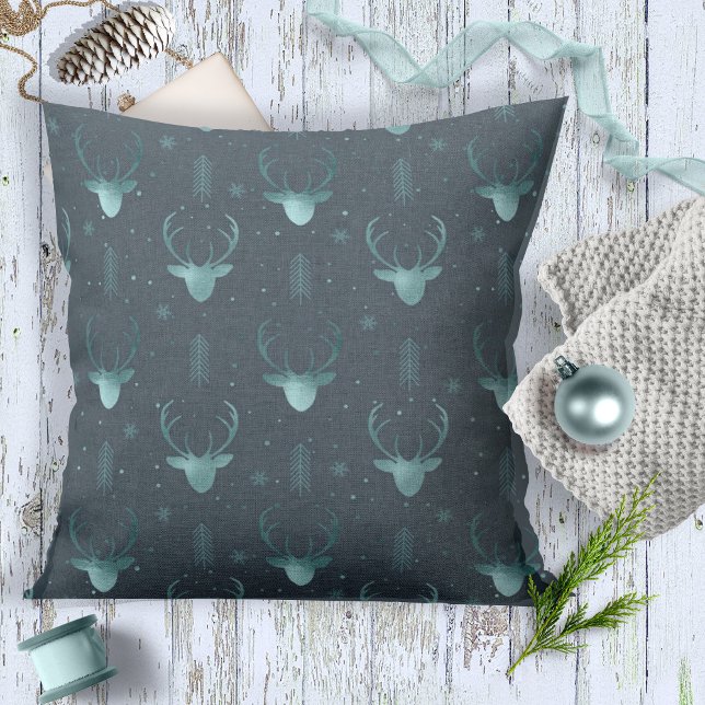 Deer Antlers Arrows Pattern V2 Blauwgroen ID861 Kussen (Creator heeft geüpload)