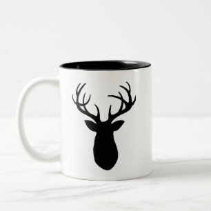 Deer Antlers Black Silhouette Mountain Living Tweekleurige Koffiemok