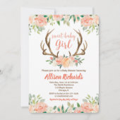 Deer antlers boho girl babydouche uitnodigingen (Voorkant)