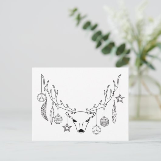 Deer antlers boho style briefkaart (Staand voorkant)