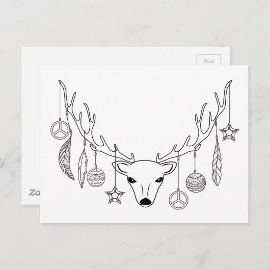 Deer antlers boho style briefkaart (Voorkant / Achterkant)