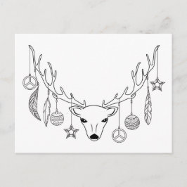 Deer antlers boho style briefkaart