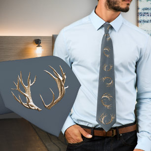 Deer Antlers Dark Gray Pattern Stropdas
