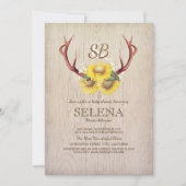 Deer Antlers en Sunflower Rustisch Baby shower Kaart (Voorkant)