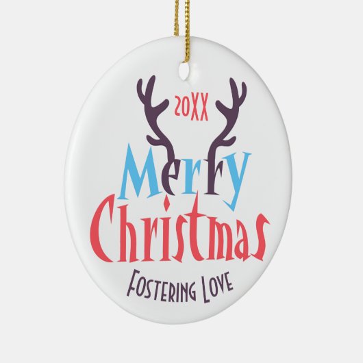 Deer Antlers Fostering Love Merry Kerstmis Keramisch Ornament (Rechts)