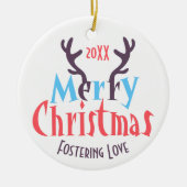 Deer Antlers Fostering Love Merry Kerstmis Keramisch Ornament (Voorkant)