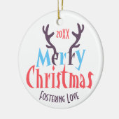 Deer Antlers Fostering Love Merry Kerstmis Keramisch Ornament (Links)
