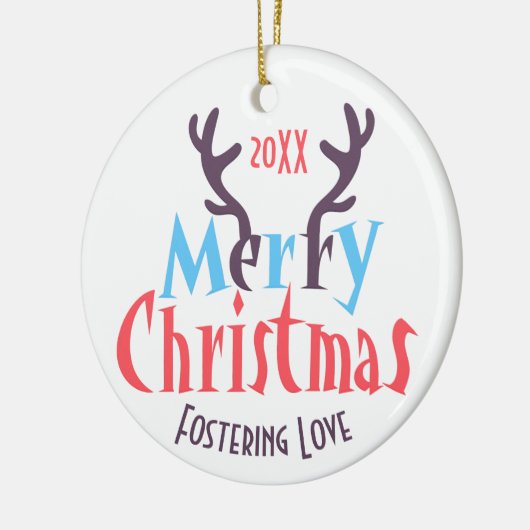 Deer Antlers Fostering Love Merry Kerstmis Keramisch Ornament (Links)