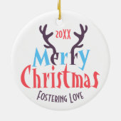 Deer Antlers Fostering Love Merry Kerstmis Keramisch Ornament (Achterkant)