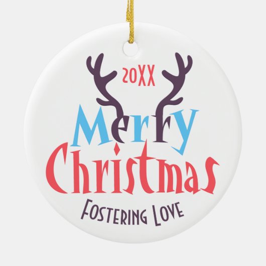 Deer Antlers Fostering Love Merry Kerstmis Keramisch Ornament (Achterkant)