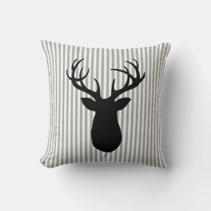 Deer Antlers Grijs en Wit Stripe Sierkussen