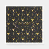 Deer Antlers kerstpatroon Gold ID861 Servet (Voorkant)