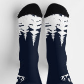 Deer Antlers Men's Crew Socks Blue and White Sokken (Top)