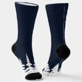 Deer Antlers Men's Crew Socks Blue and White Sokken (Gebogen)