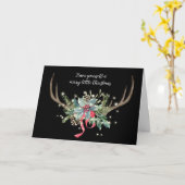 Deer Antlers met kerstBouquet Kaart (Gele Bloem)