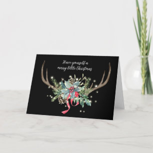 Deer Antlers met kerstBouquet Kaart