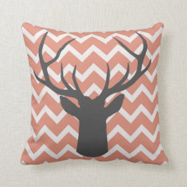 Deer Antlers met zalmroze chevron-motieven Kussen