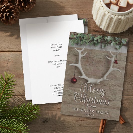 Deer Antlers Non Photo Christmas Holiday Kaart